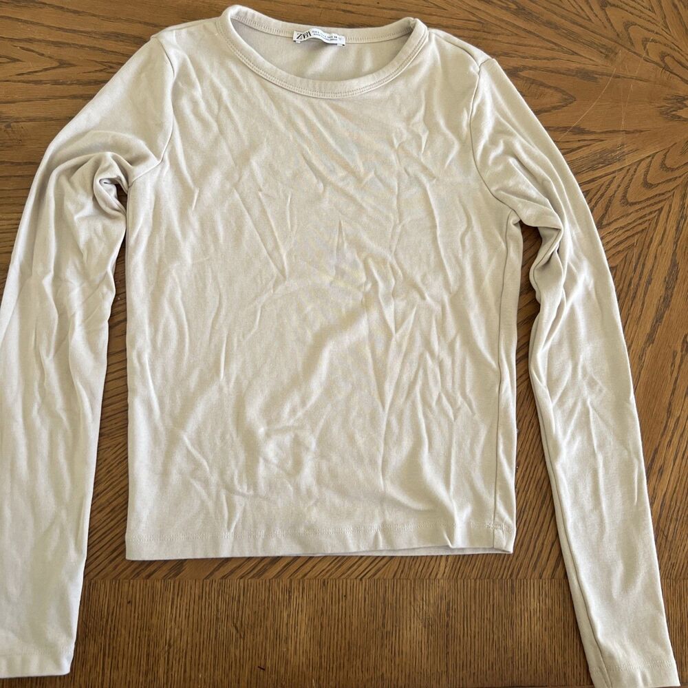 Zara Beige Long Sleeve Top-Large